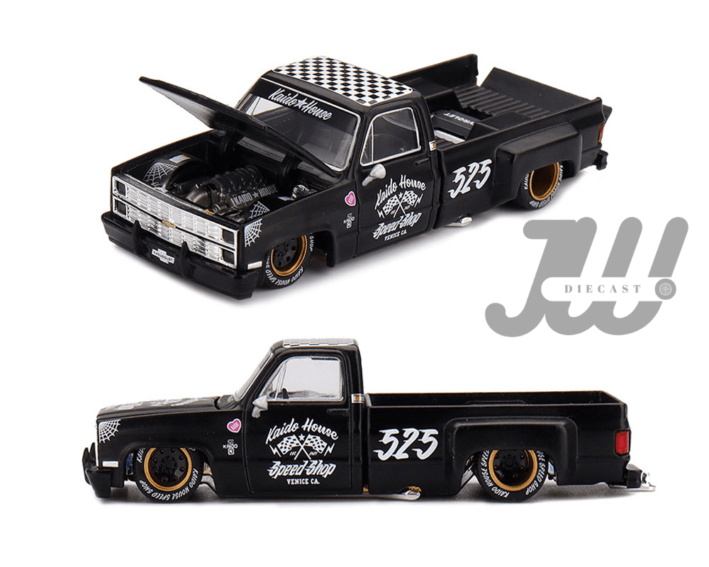 Kaido House x Mini GT Chevrolet Silverado Dually Hot Rod V1 – Flat Black - Jw Diecast