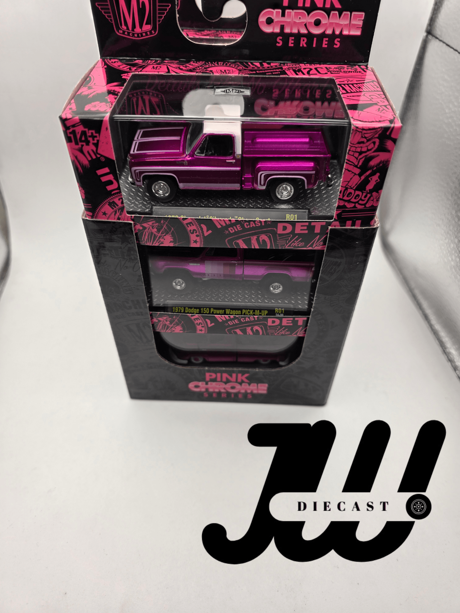 M2 Machines Pink Chrome Auto - Thentics (Six - Pack) 1:64 Exclusive - Jw Diecast