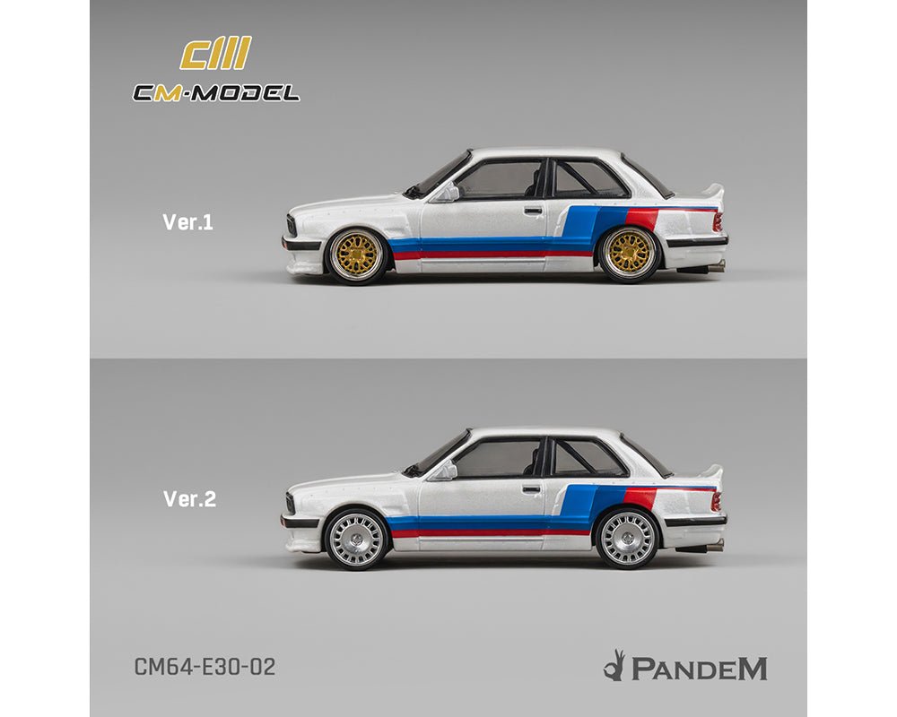 (Preorder) CM Model 1:64 BMW M3 E30 Alpine Pandem – White with M Tri - Stripes - Limited Edition - Jw Diecast