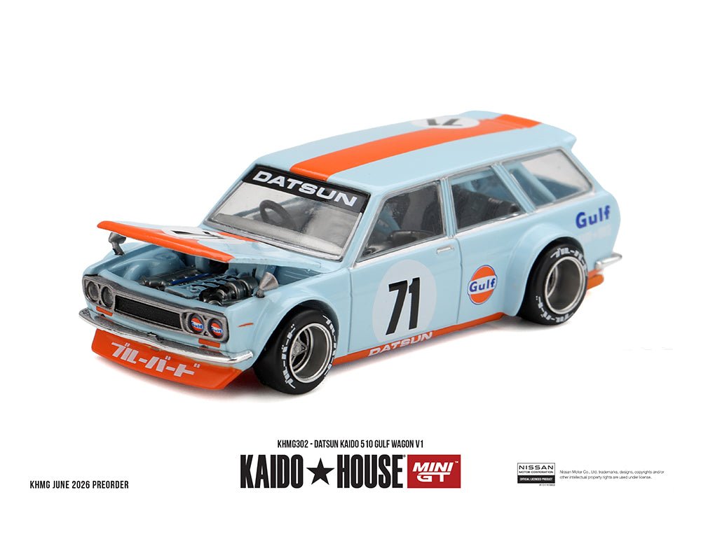 (Preorder) Kaido House x Mini GT 1:64 Datsun KAIDO 510 GULF Wagon V1 – Limited Edition - Jw Diecast