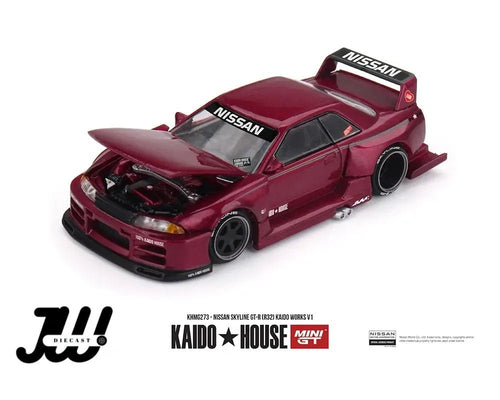 (Preorder) Kaido House x Mini GT 1:64 Nissan Skyline GT - R (R32) Kaido Works V1 – Burgundy Red - Jw Diecast