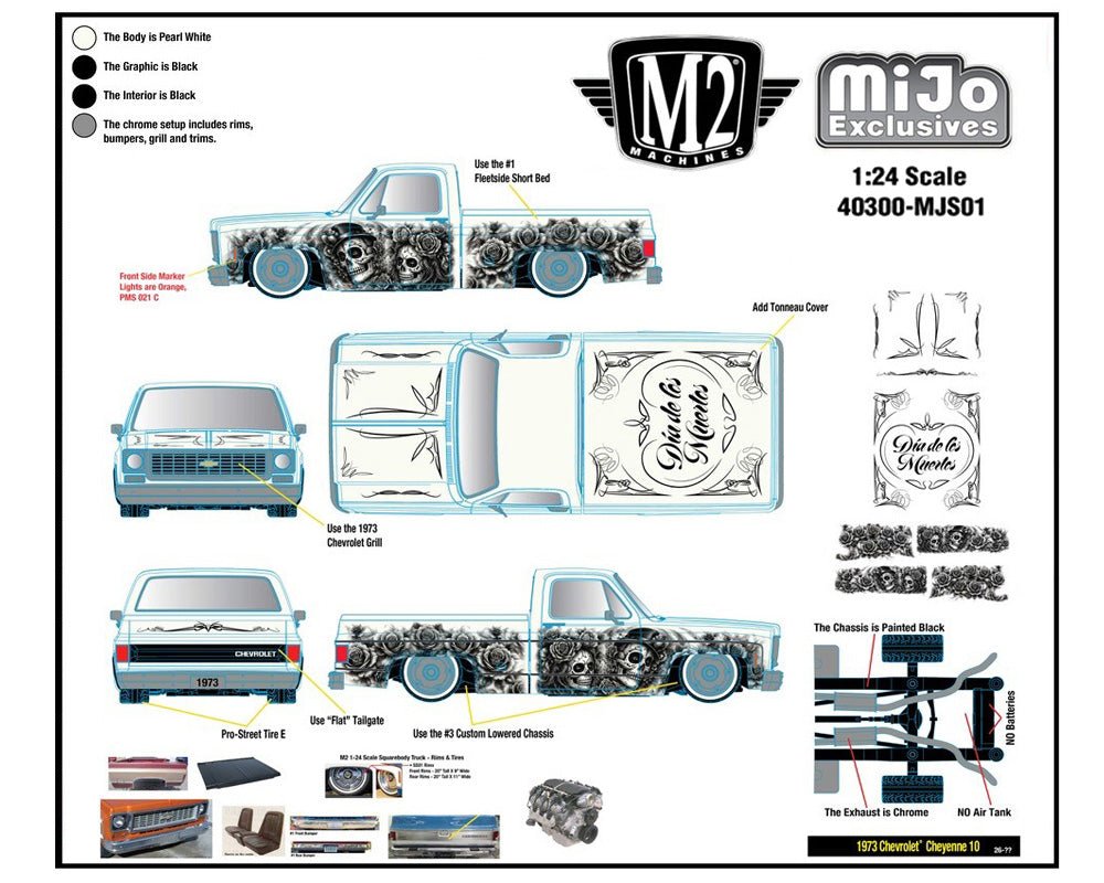(Preorder) M2 Machines 1:24 1978 Chevrolet C10 Square body Custom ” Dia De Los Muertos ” Limited Edition 2,400 – MiJo Exclusives - Jw Diecast