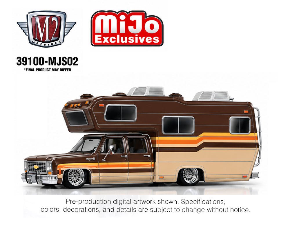 (Preorder) M2 Machines 1:64 1974 Chevrolet Cheyenne Super 30 Custom Camper – Beige Brown – MiJo Exclusives - Jw Diecast