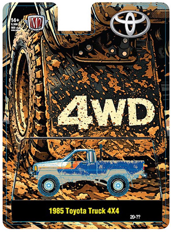 (Preorder) M2 Machines 1:64 1985 Toyota Truck 4×4 Off Road – Blue Muddy - Hobby Exclusive - Jw Diecast