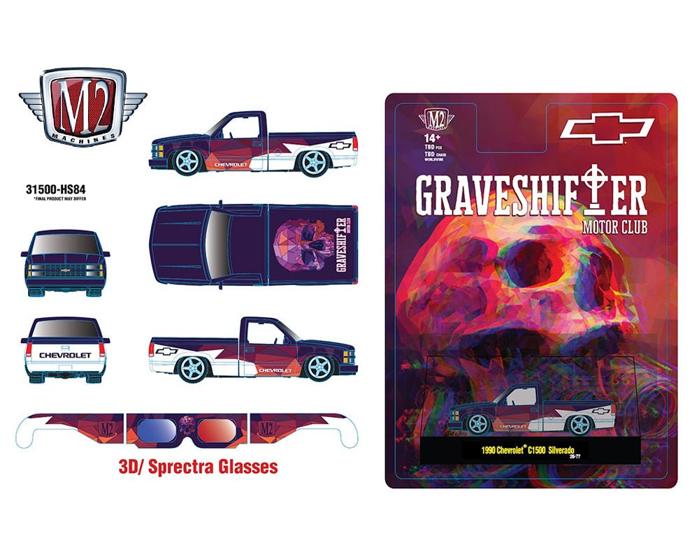 (Preorder) M2 Machines 1:64 1990 Chevrolet C1500 Siverado with 3D Sprectra Glasses – Hobby Exclusive - Jw Diecast